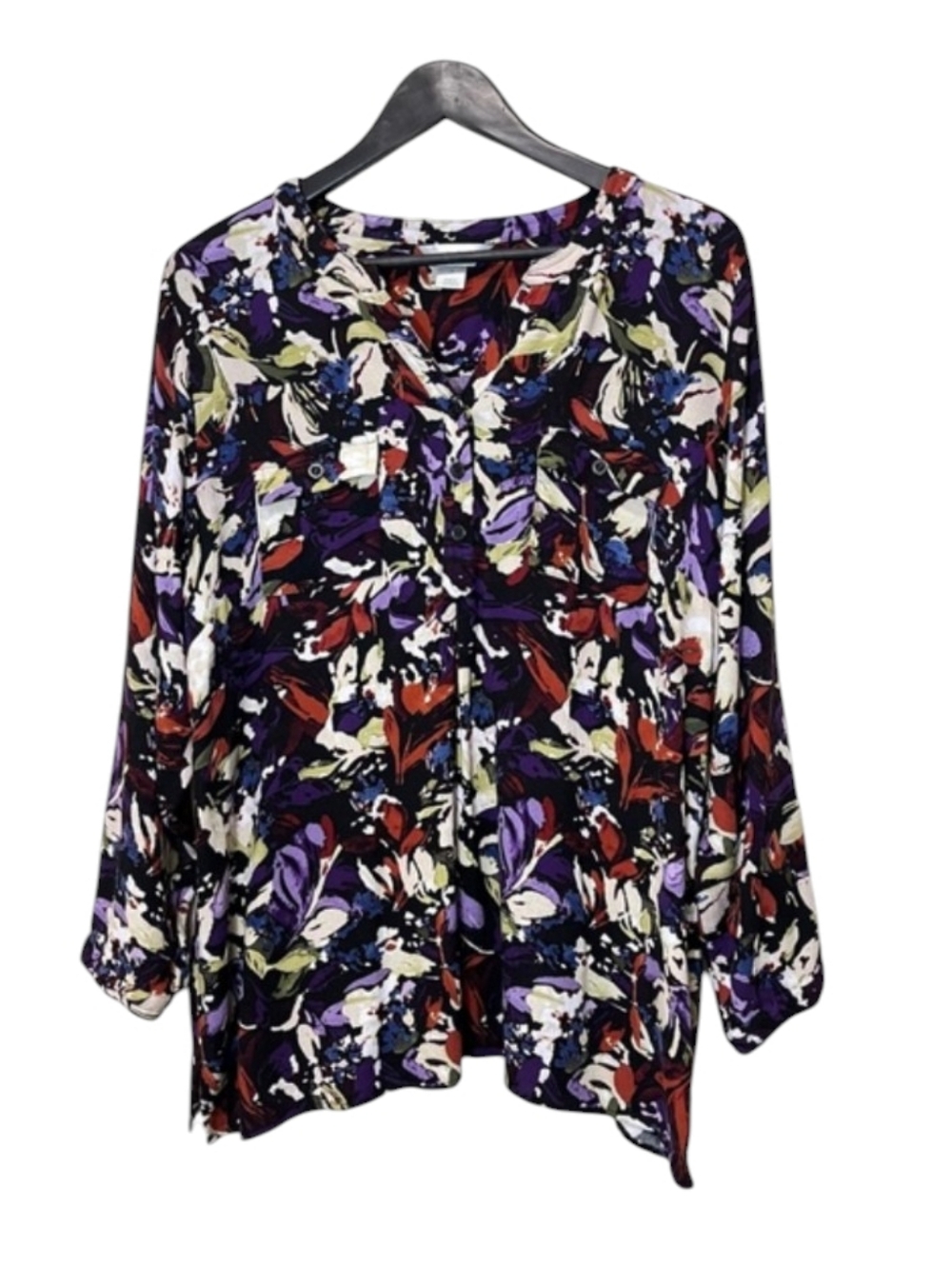 CJ Banks Floral Print V-Neck Blouse - Size 2X